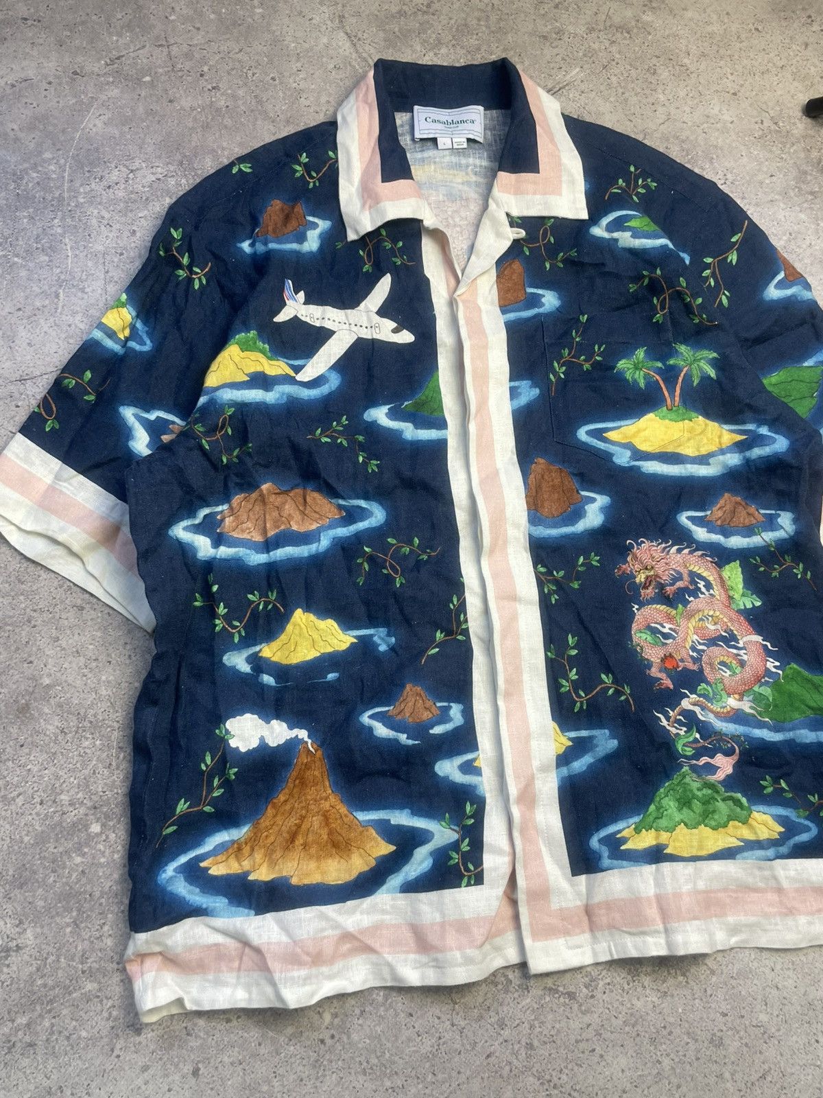 Casablanca Casablanca Tennis Club Island Dragon Printed Linen Shirt Size US L / EU 52-54 / 3 - 3 Thumbnail