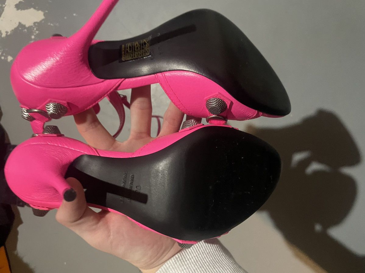 Balenciaga Balenciaga Womens Flou Pink Cagole Leather Studded Stiletto Size US 8.5 / IT 38.5 - 8 Thumbnail