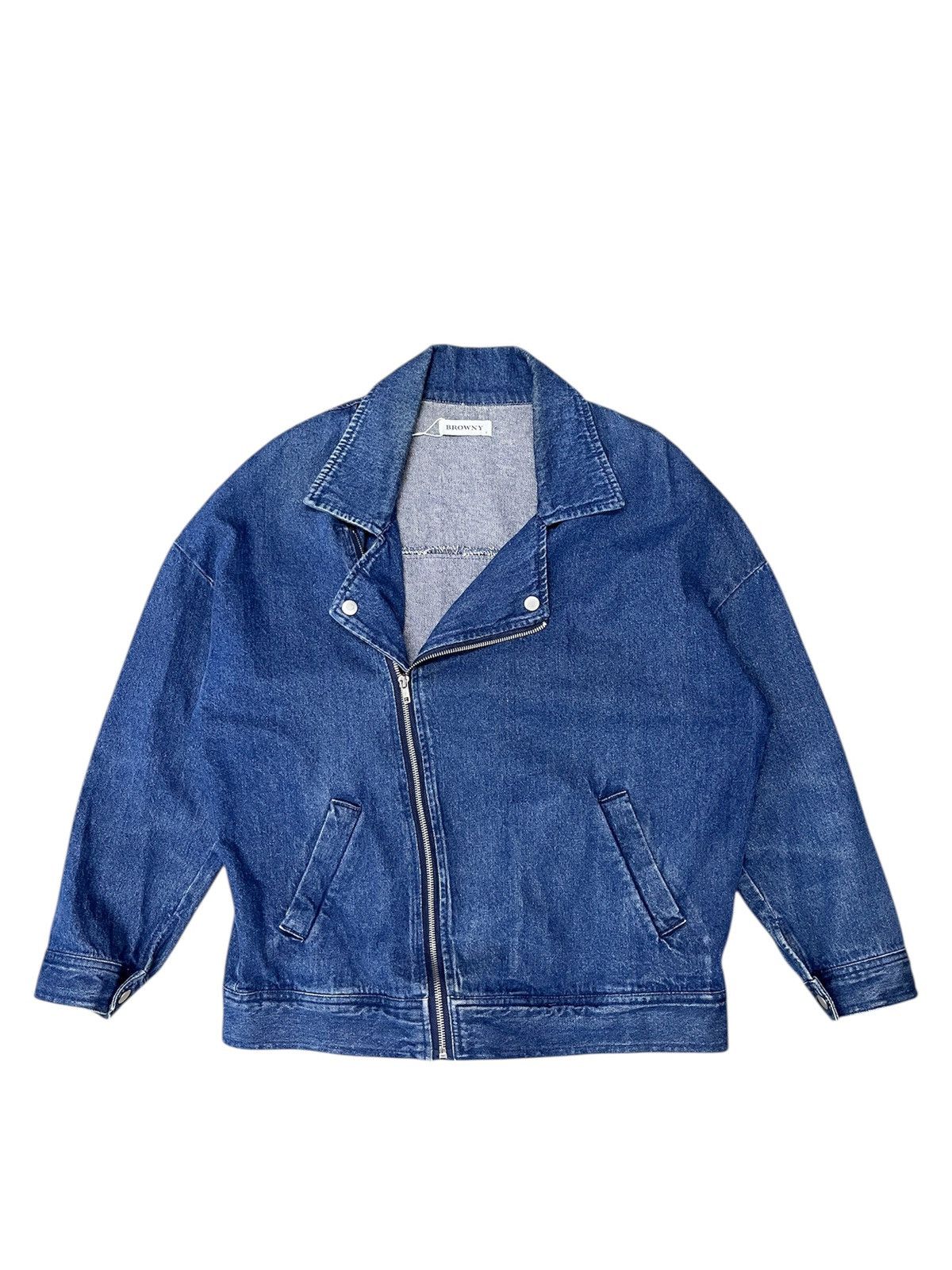 Vintage Browny Denim Jeans Jacket Double Collar