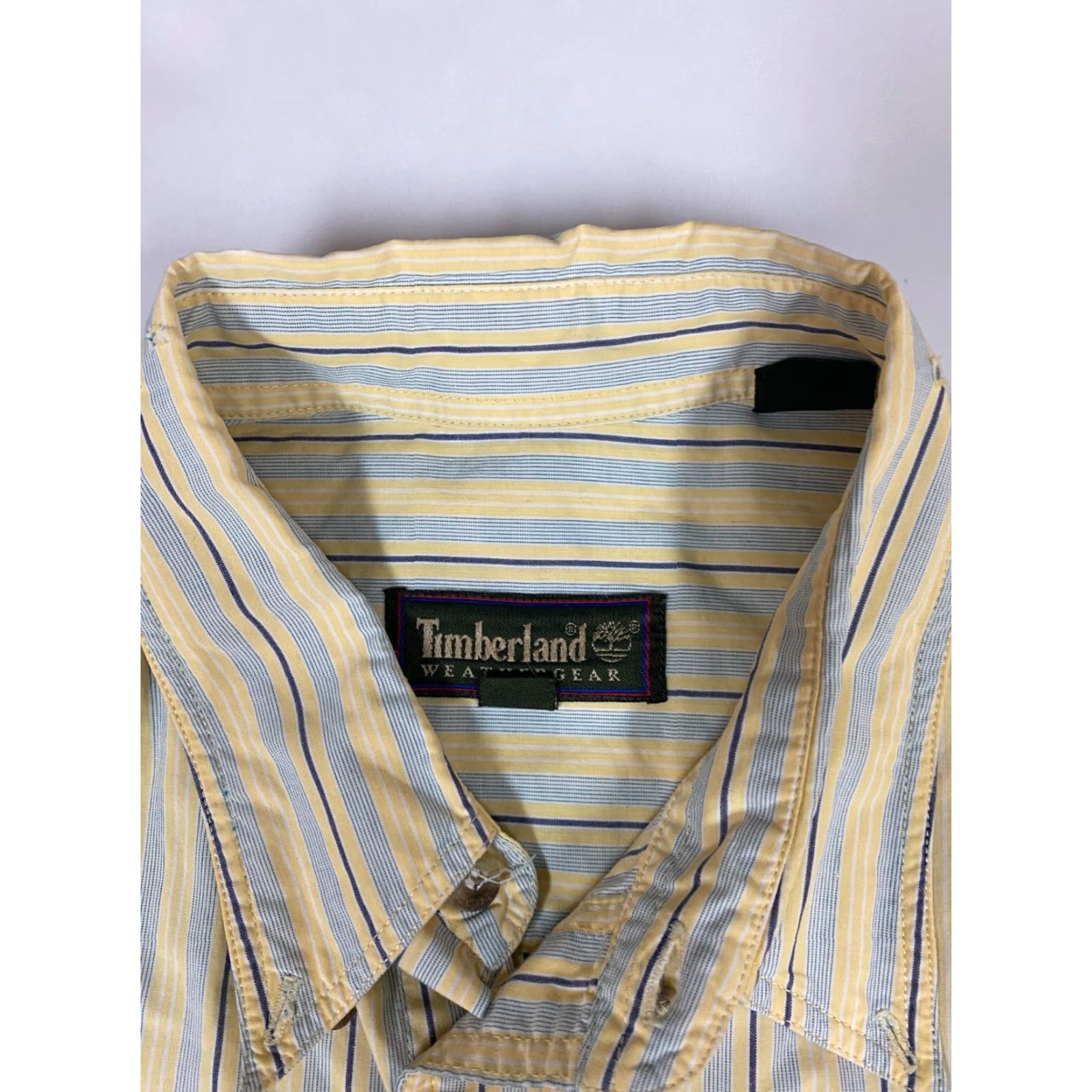 Timberland Timberland Mens Shirt Large Yellow Striped Weathergear Button Down Size US L / EU 52-54 / 3 - 4 Thumbnail