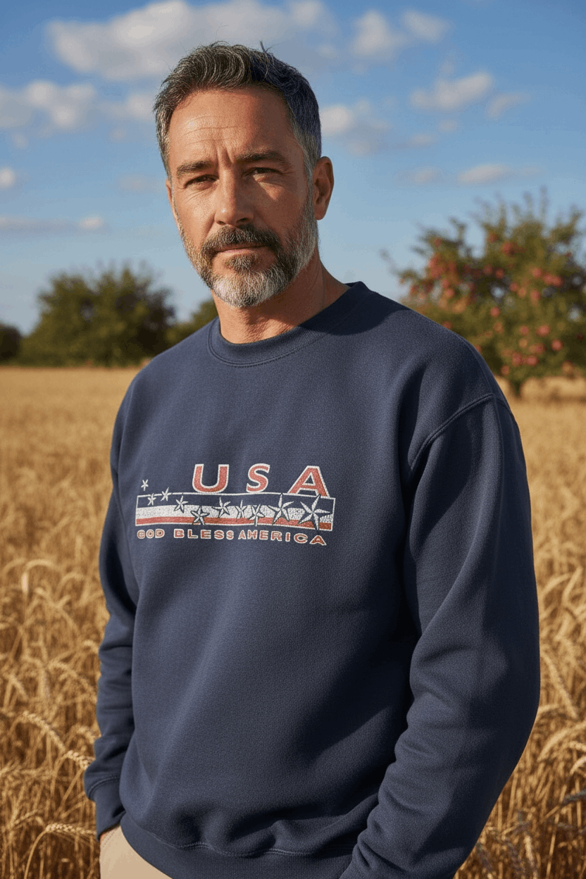 90's USA God Bless America Graphic Logo Sweatshirts