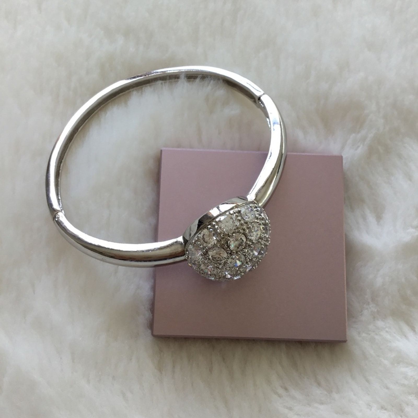Other Silver Large Crystal Burst Bangle Size ONE SIZE - 2 Thumbnail