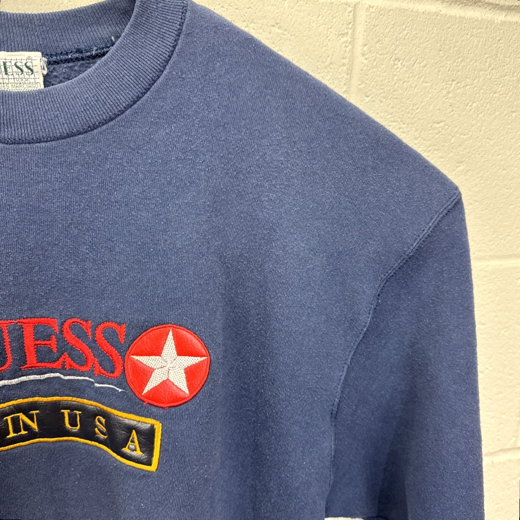 Guess VINTAGE GUESS Sweatshirt Men XL Blue Crew Neck Pullover Fleece Graphic Print Embroidered Logo USA 90s Size US XL / EU 56 / 4 - 7 Thumbnail