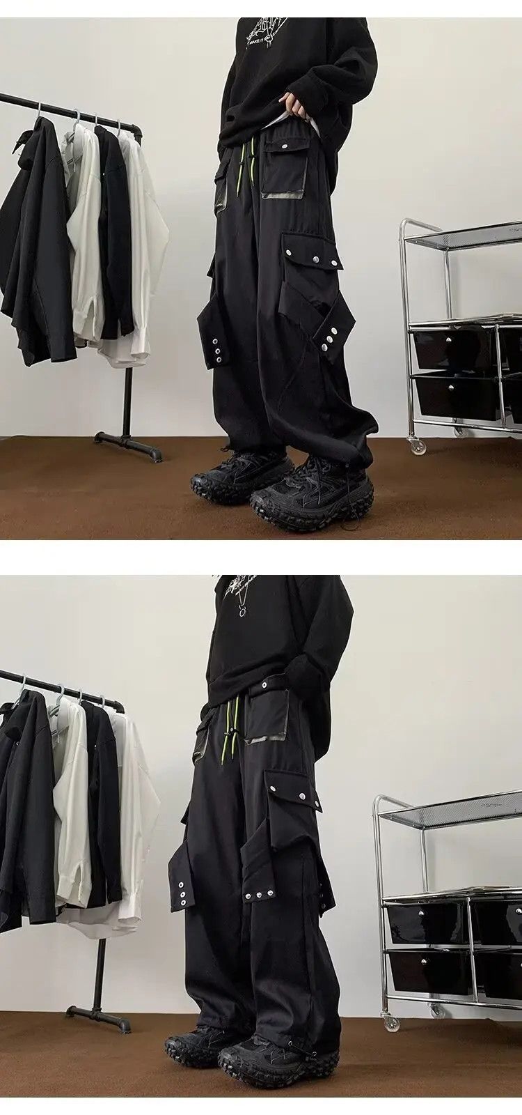 Japanese Brand × Vintage American Style Wide-leg Cargo Pants For Men Spring Autumn Size US 28 / EU 44 - 4 Thumbnail