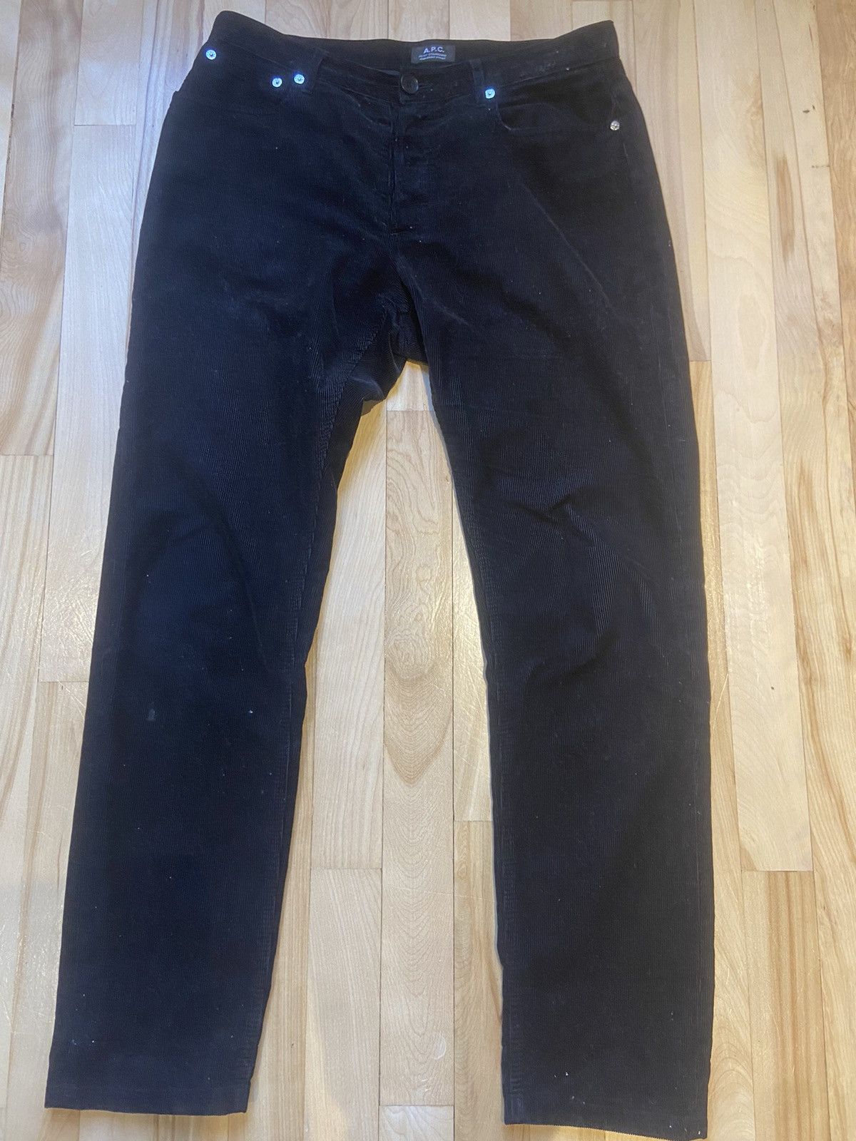 image of A P C Black Corduroy Pants Small Standard Slim Fit Size 32, Men's