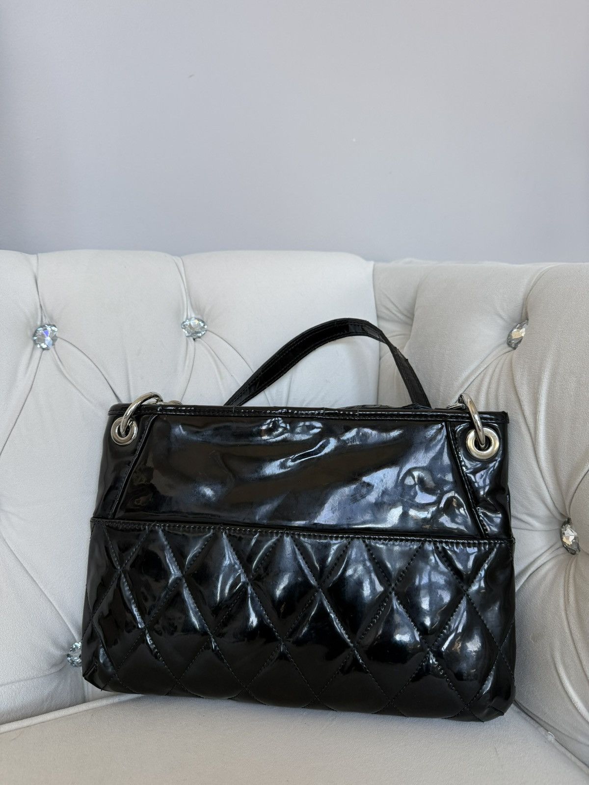 Coach Coach Black Patent Quilted Shoulder Bag Size ONE SIZE - 2 Thumbnail