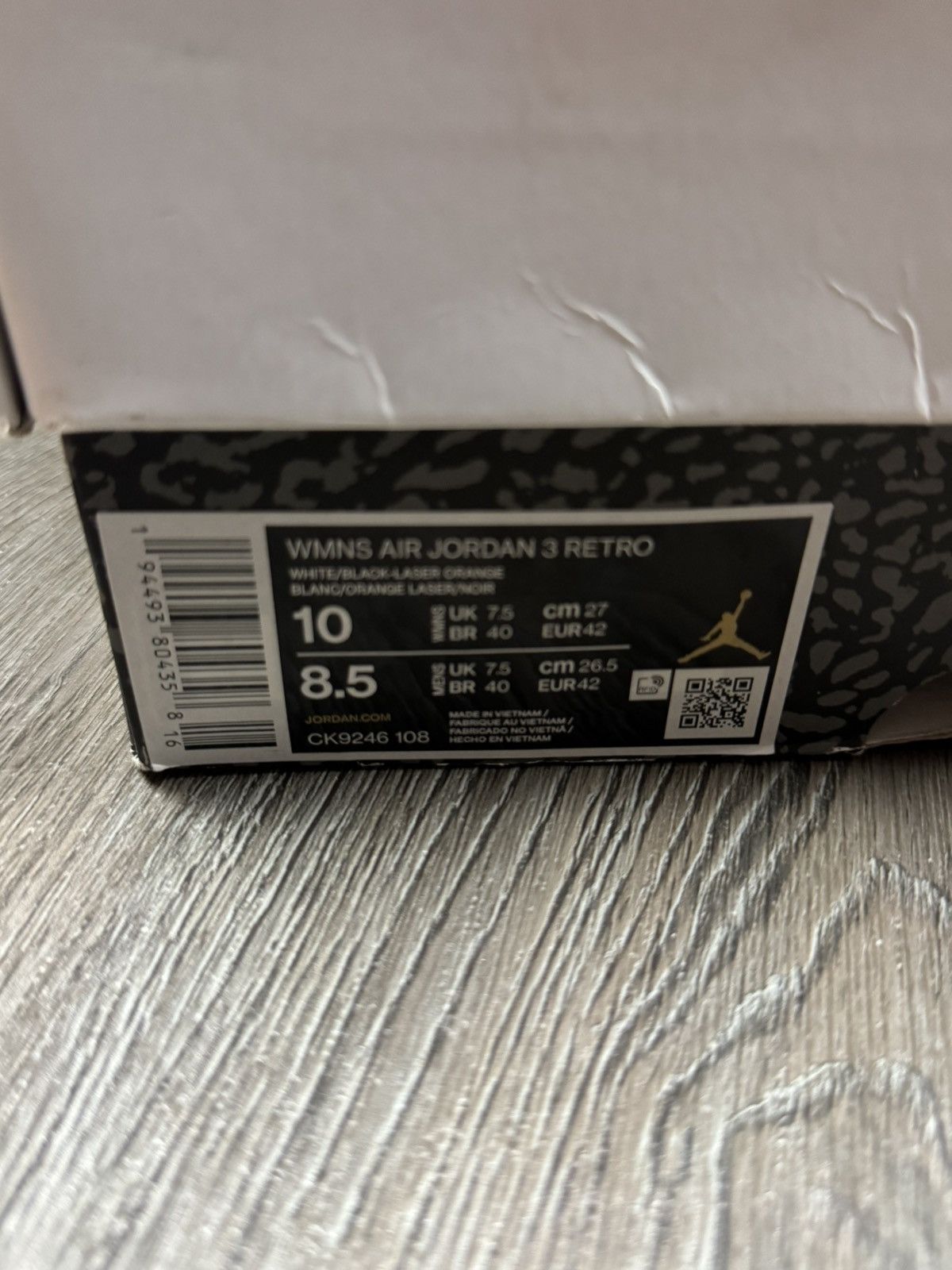 Jordan Brand Air Jordan 3 Retro Laser Orange Size 10W/8.5M Size US 8.5 / EU 41-42 - 9 Thumbnail