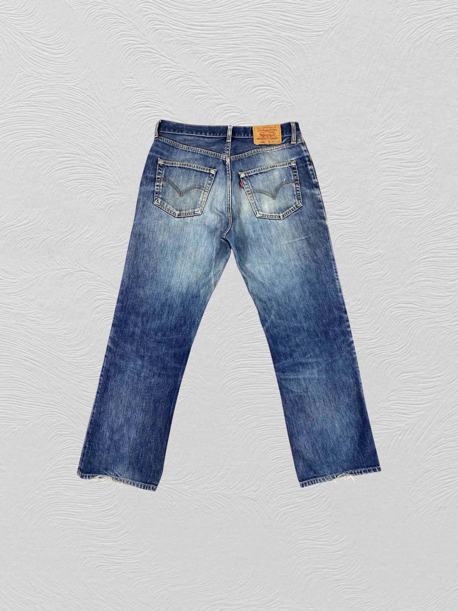 Levi's Dark Blue Distressed Vintage Levi's 506 Denim -JN683 Size US 33 - 2 Thumbnail