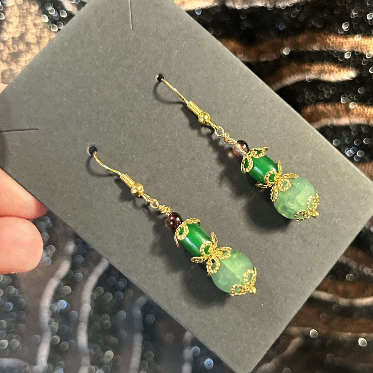 Handmade Handcrafted crackle glass cat eye barrel earrings Size ONE SIZE - 1 Thumbnail