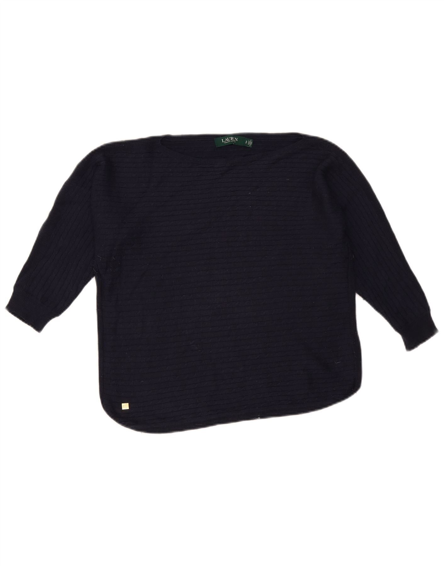 Ralph Lauren Womens Boat Neck Jumper Sweater UK 10 Small Navy Blue Size M / US 6-8 / IT 42-44 - 1 Thumbnail