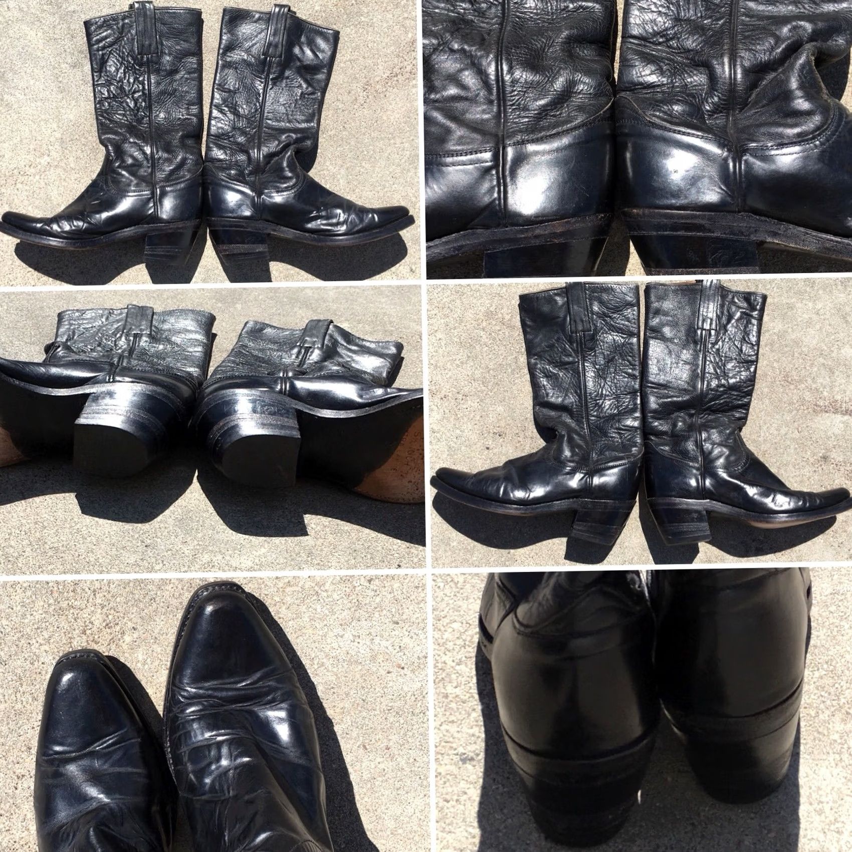 Frye VINTAGE Frye Boots Western Cowboy Leather Made In USA 6 1/2 E 9M14076 Black Mens Women’s Size US 7 / EU 40 - 2 Thumbnail