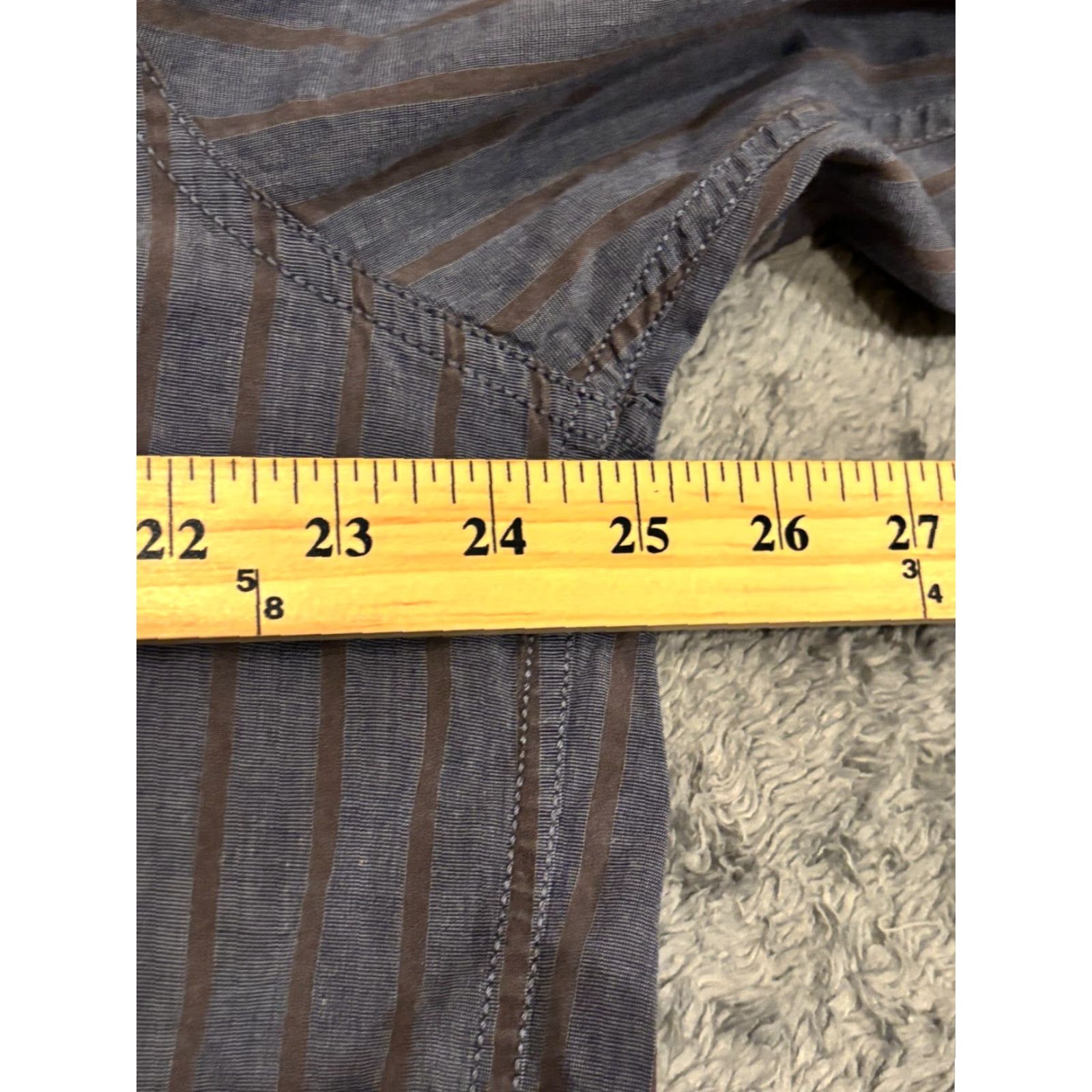 DKNY VINTAGE DKNY Shirt Mens XL Striped Blue Button Long Sleeve Pockets Missing Cuff Button Size US XL / EU 56 / 4 - 6 Thumbnail