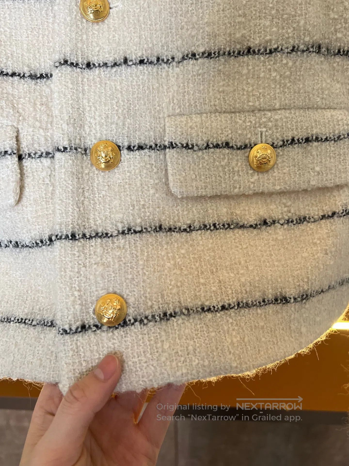 Celine CELINE Striped Gold Button Wool Blazer| Size XS / US 0-2 / IT 36-38 - 3 Thumbnail