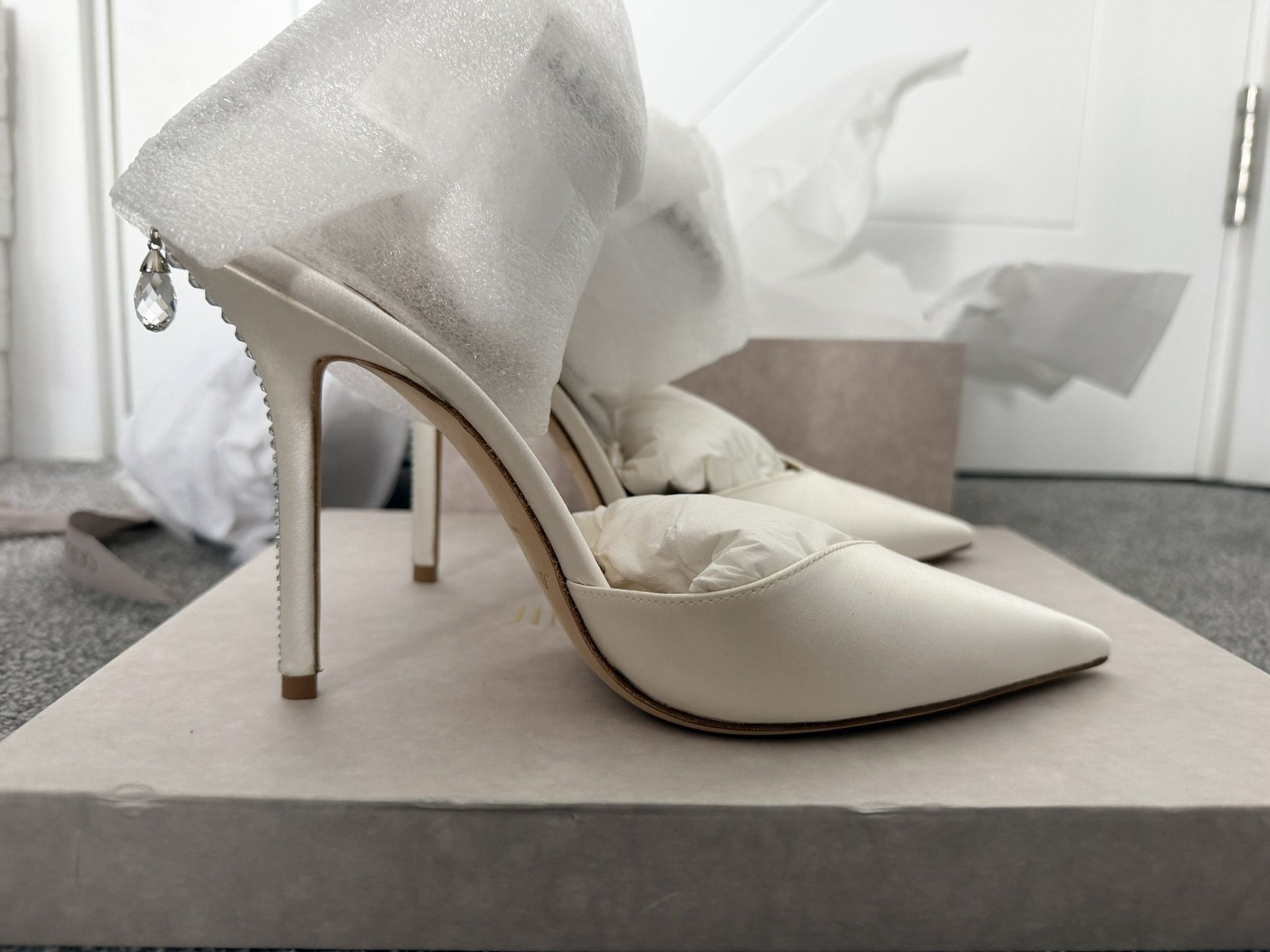 Jimmy Choo Jimmy Choo Saeda 100 l 39 EU Ivory/Crystal Size US 9 / IT 39 - 8 Thumbnail