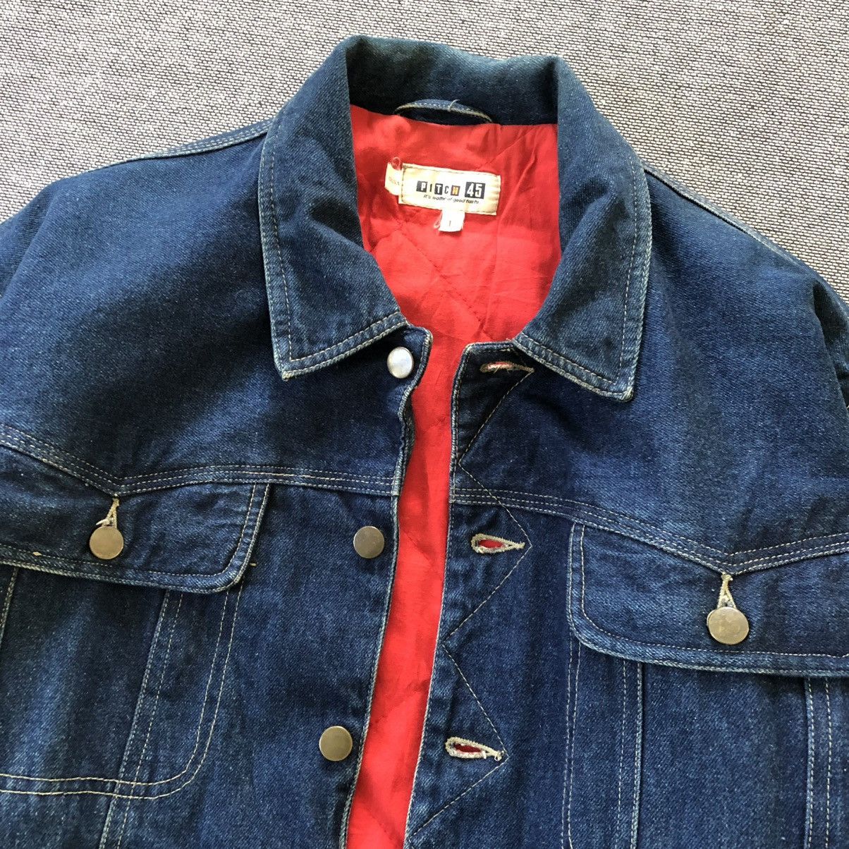 Vintage Pitch 45 Rugged Wear Buckle Back Denim Jacket Size US M / EU 48-50 / 2 - 10 Thumbnail