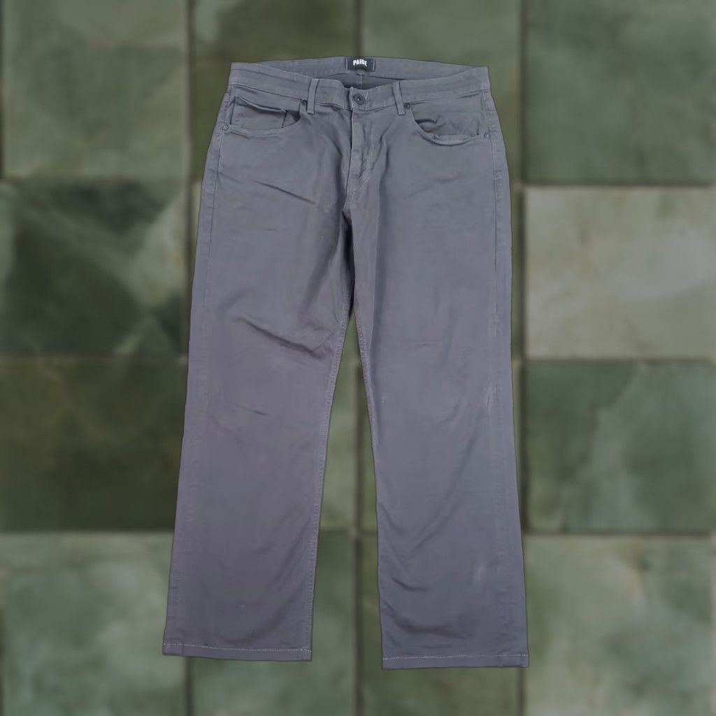 Paige Paige Mens Chino Pants 33x25 Extra Large XL Gray Flat Front Casual Straight Size US 33 - 1 Thumbnail
