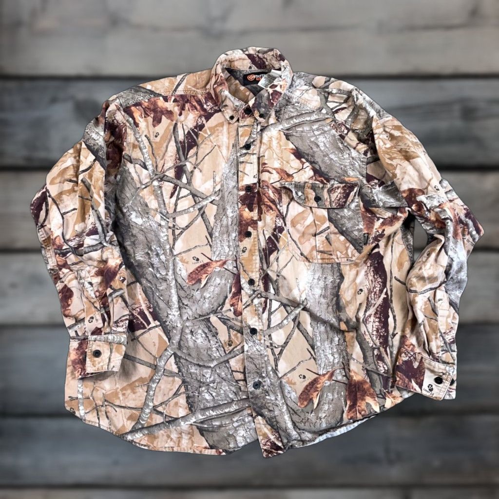 Vintage Outfitters Ridge Shirt Adult 2XL Brown Camouflage Twill Button-Up Long Sleeve Hunting Mens Size US XXL / EU 58 / 5 - 1 Thumbnail