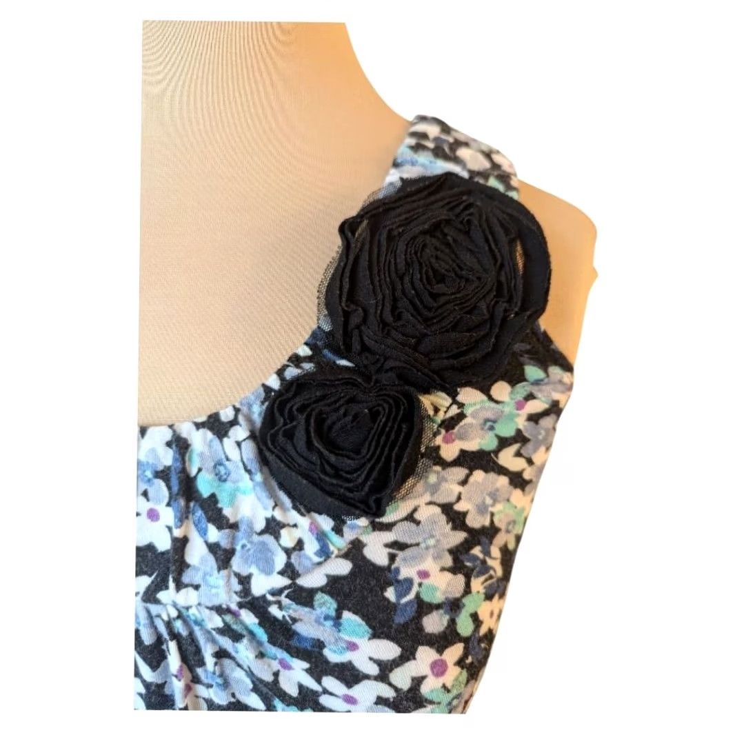 Vintage Candies Floral Tank Top Black Blue Scoop Neck Sleeveless Sz XS Whimsigoth Y2K Size S / US 4 / IT 40 - 2 Thumbnail