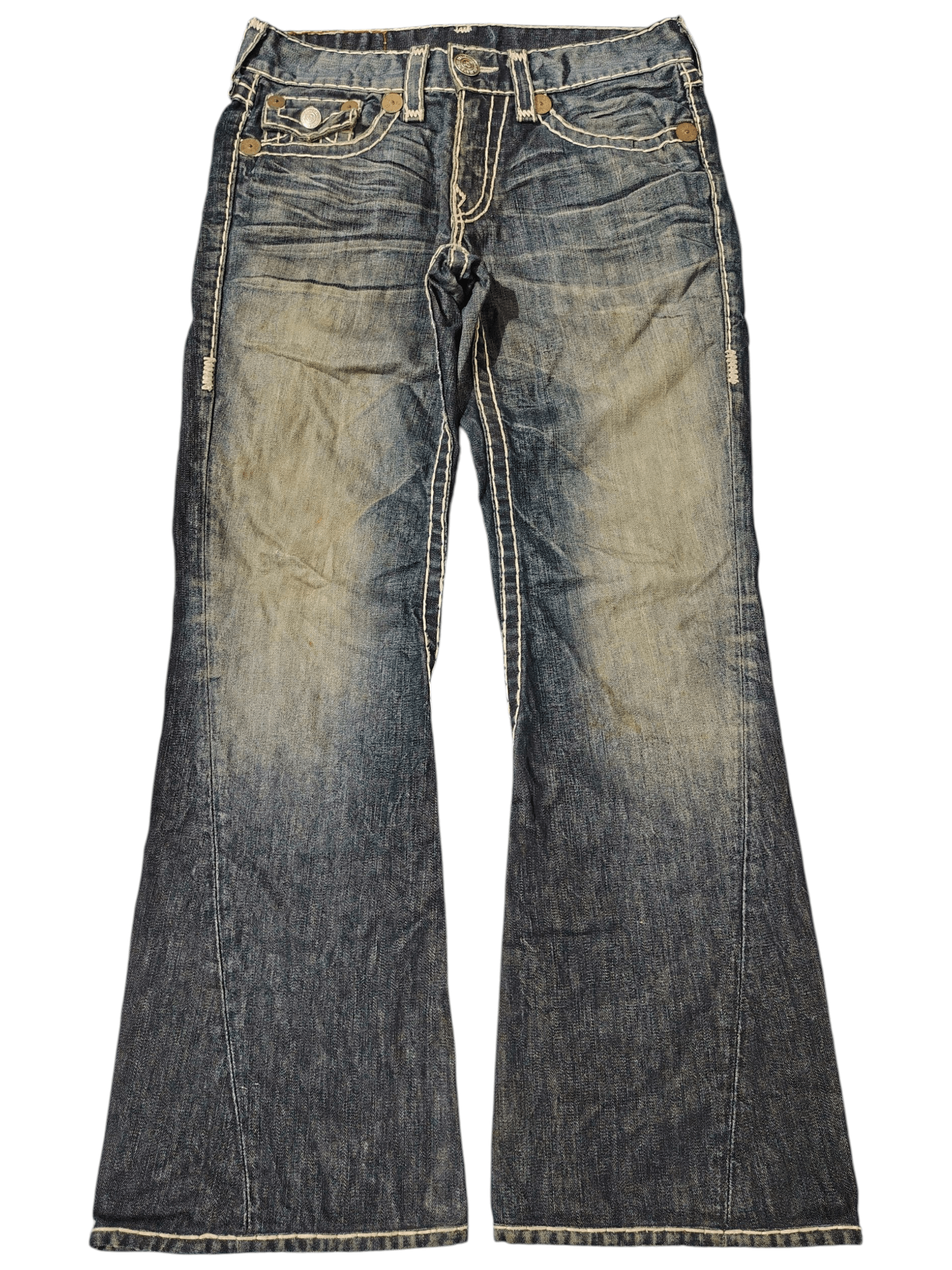 True Religion True Religion Jeans White Stitch Joey Super T Denim Flared Size US 31 - 2 Thumbnail
