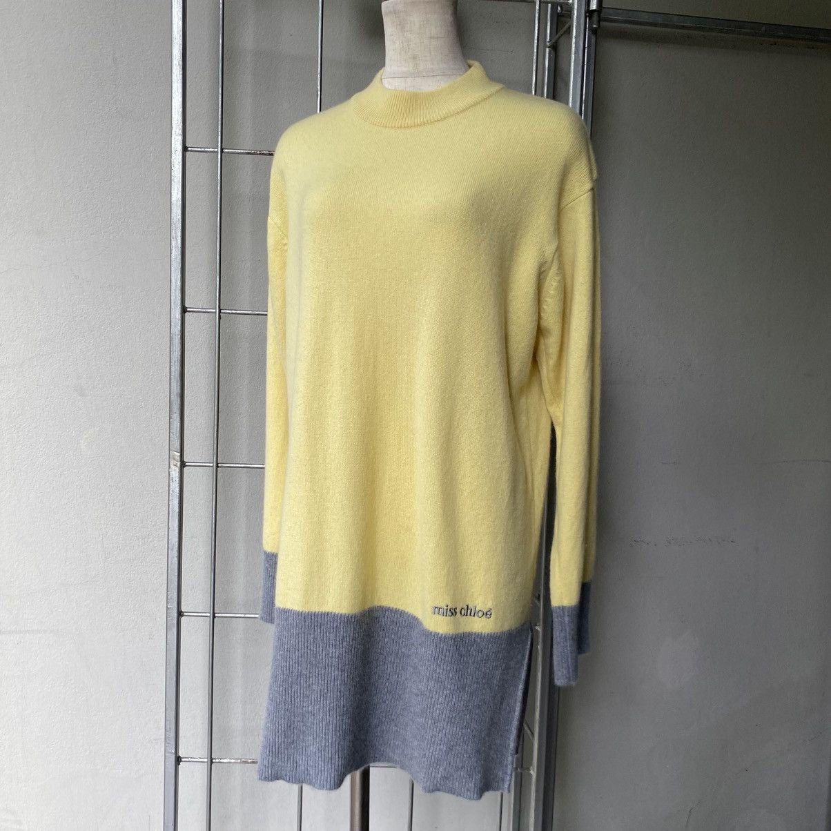 Chloe Miss chloe Yellow and Gray Colorblock Knit Sweater Dress Size S / US 4 / IT 40 - 24 Thumbnail
