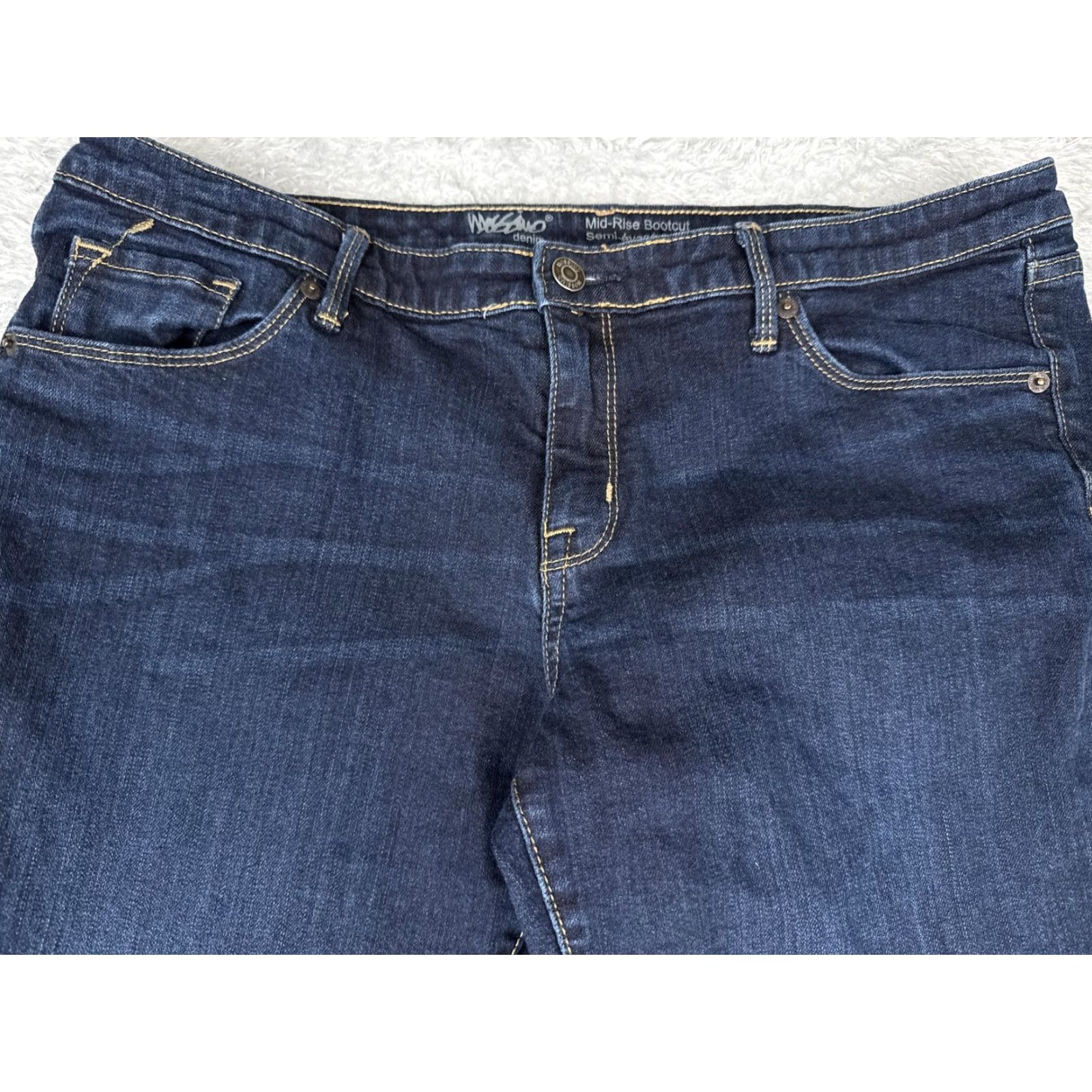 Mossimo Mossimo Jeans Womens 14R Dark Wash Blue Mid Rise Bootcut Denim Stretch 34x31 Size 36" / US 14 / IT 50 - 4 Thumbnail