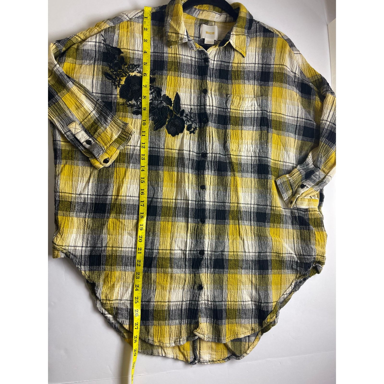 Anthropologie Anthropologie Maeve Embroidered Plaid Oversized Shirt XS/S Size XS / US 0-2 / IT 36-38 - 8 Thumbnail
