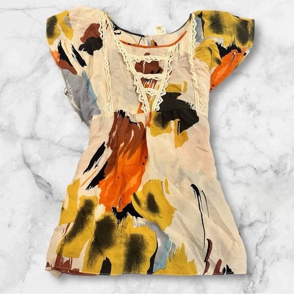 Anthropologie Anthropologie Edme & Esyllte Cream Colored 100% Silk Fairy T Size S / US 4 / IT 40 - 2 Thumbnail