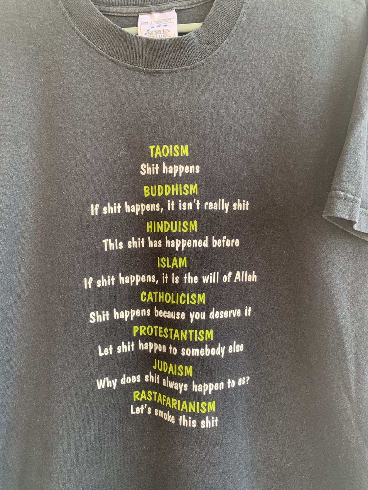 Vintage 90s Vintage Religions Of The World “Shit Happens” T-shirt Size US M / EU 48-50 / 2 - 2 Thumbnail
