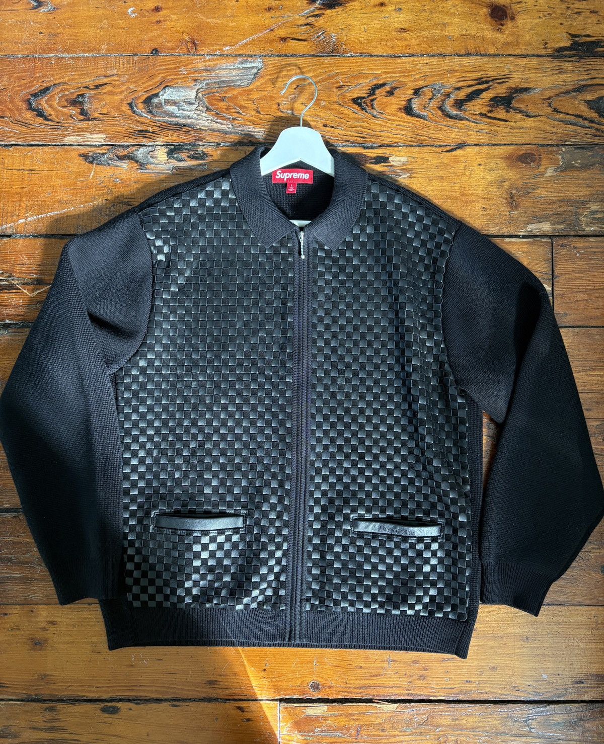 Supreme Supreme Woven Leather Zip Cardigan | Grailed