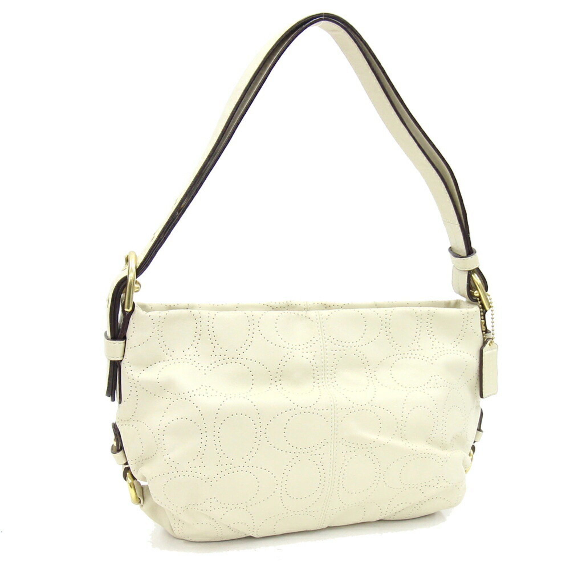 image of Coach Perforated Signature F17104 Ivory Leather White Women's Coach