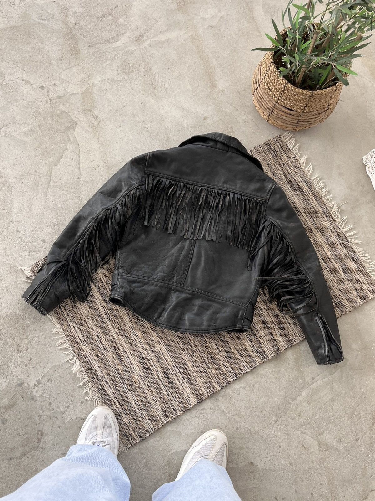 Genuine Leather Vintage Leather Biker Jacket Black Cowboy Western Style Y2K Size S / US 4 / IT 40 - 2 Thumbnail