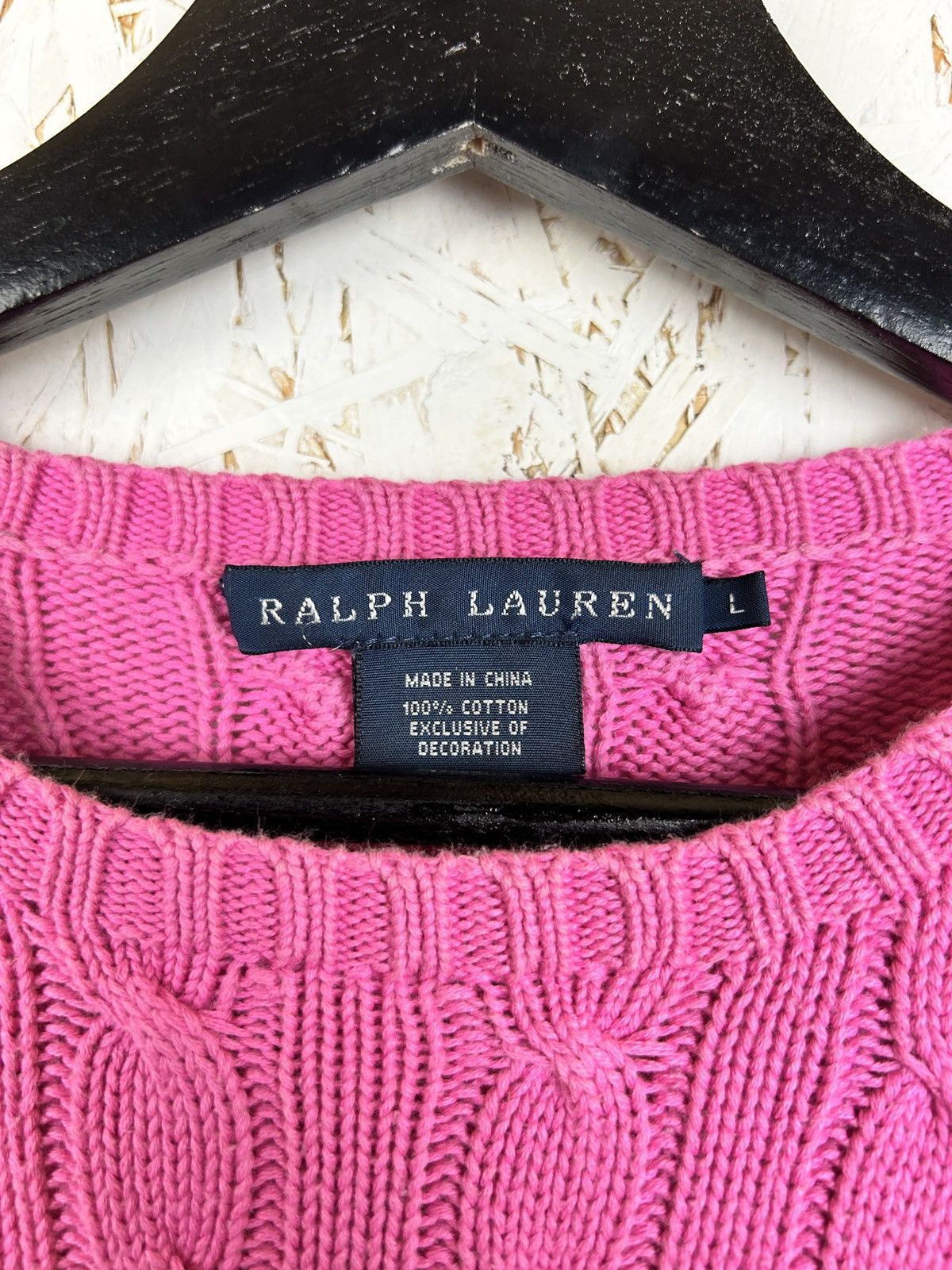 Polo Ralph Lauren Vintage Polo Ralph Lauren Cable Knit Pink Sweater Cotton L Size L / US 10 / IT 46 - 7 Thumbnail