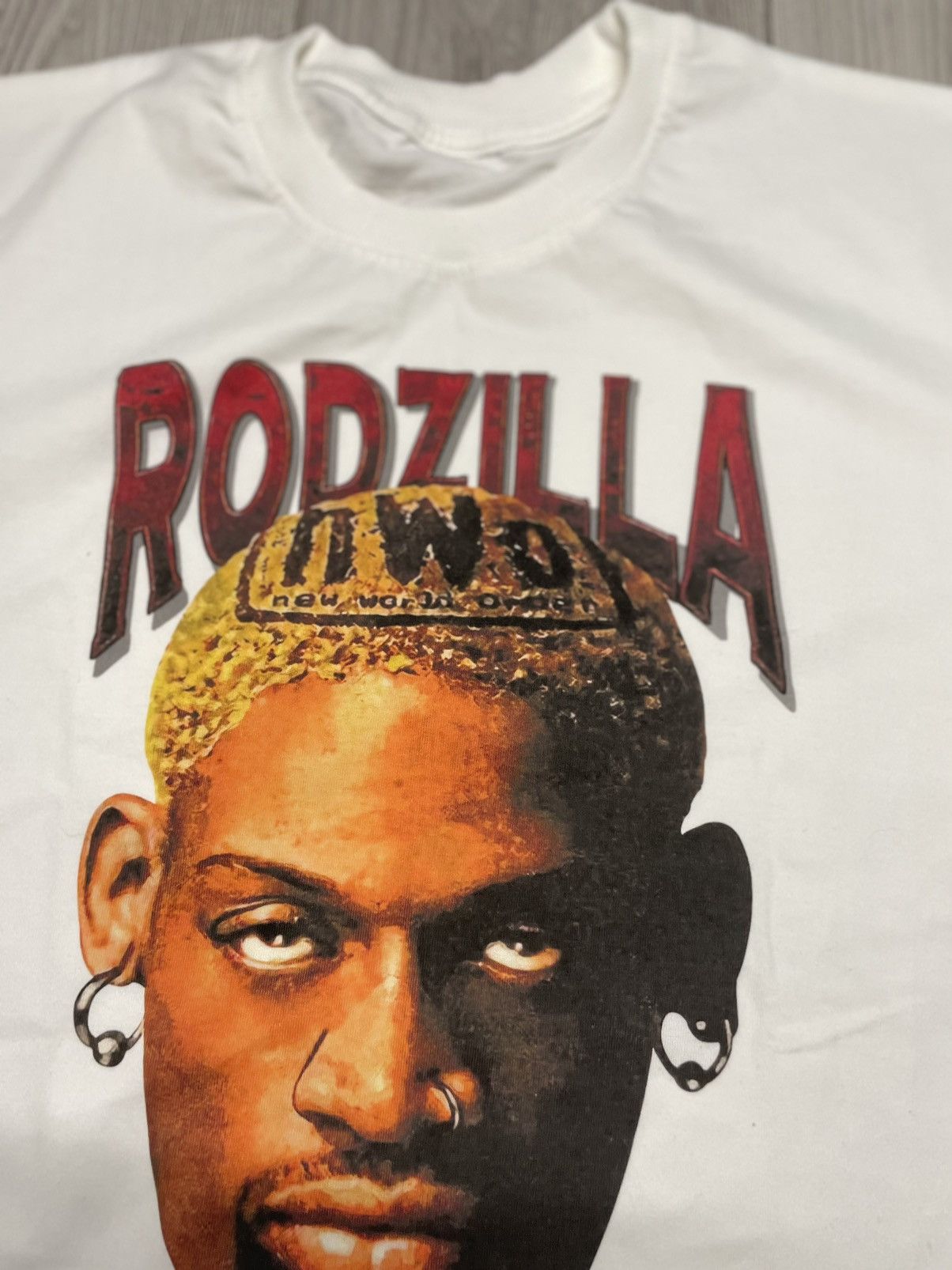 NBA × Rap Tees × Vintage NBA Dennis Rodman rodzilla bootleg 1998 big face Size US M / EU 48-50 / 2 - 5 Thumbnail