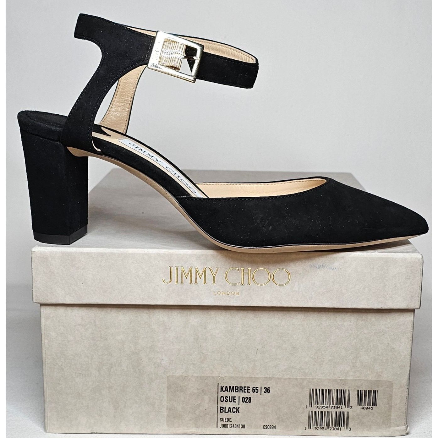Jimmy Choo Jimmy Choo Black Suede Block Heels Ankle Strap Pointed Toe Size US 6 / IT 36 - 7 Thumbnail