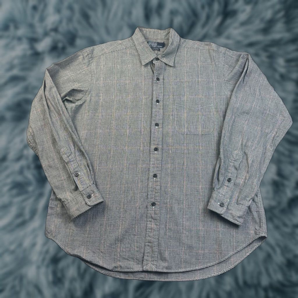 Polo Ralph Lauren VINTAGE Polo Ralph Lauren Polo Shirt Mens XL Gray Plaid Button Up Gardner Casual Size US XL / EU 56 / 4 - 1 Thumbnail