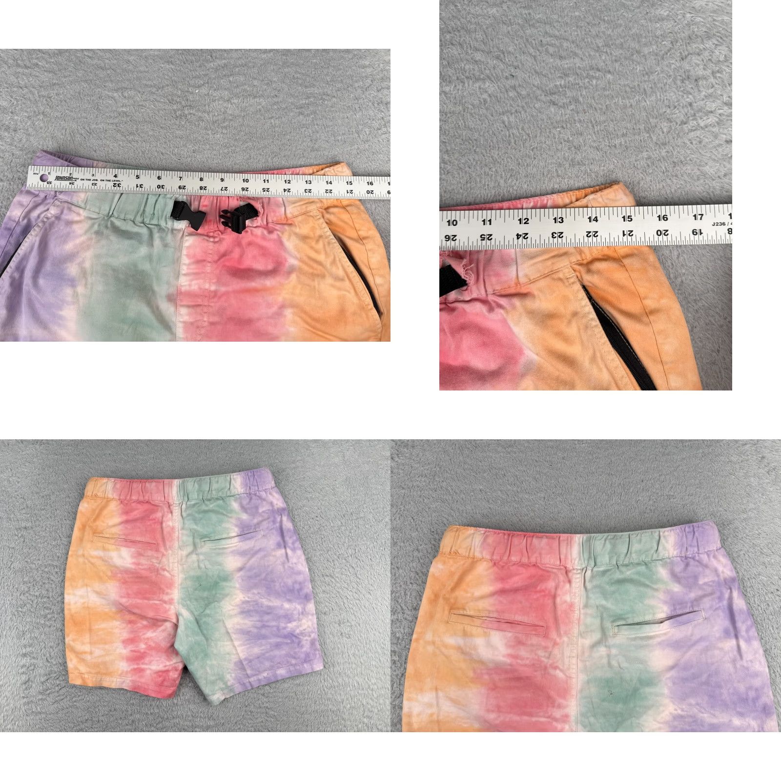 Empyre Empyre Mens Shorts Cargo 32x7 Pink Green Belted Zipper Pockets Hike Beach Regular Waist 32 in Polyester Cotton Solid 7 in Inseam Beach Outdoor Mens Size US 29 - 8 Thumbnail