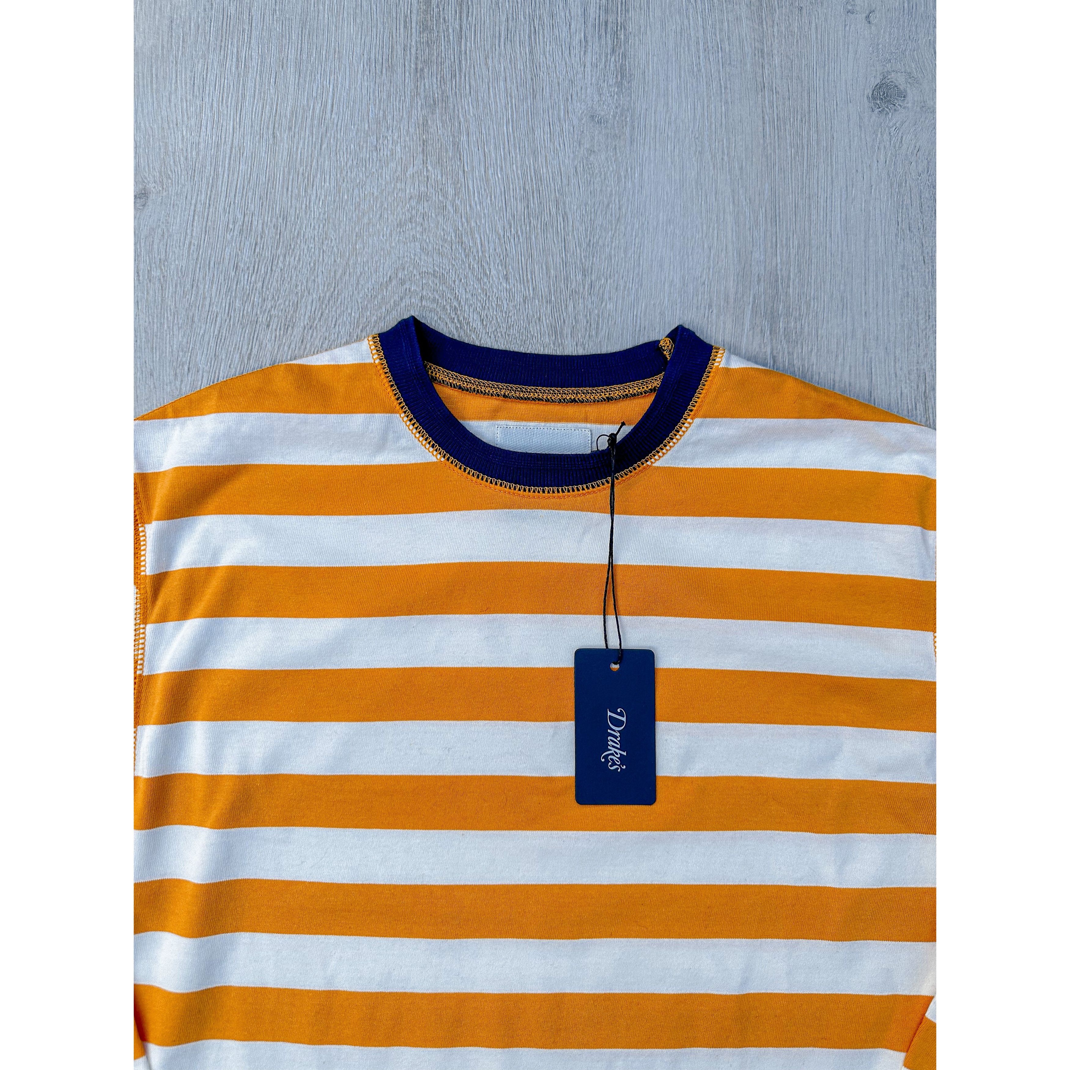 Drake's Drake's Mustard Striped Long Sleeve Hiking Tee Shirt Size US XS / EU 42 / 0 - 4 Thumbnail