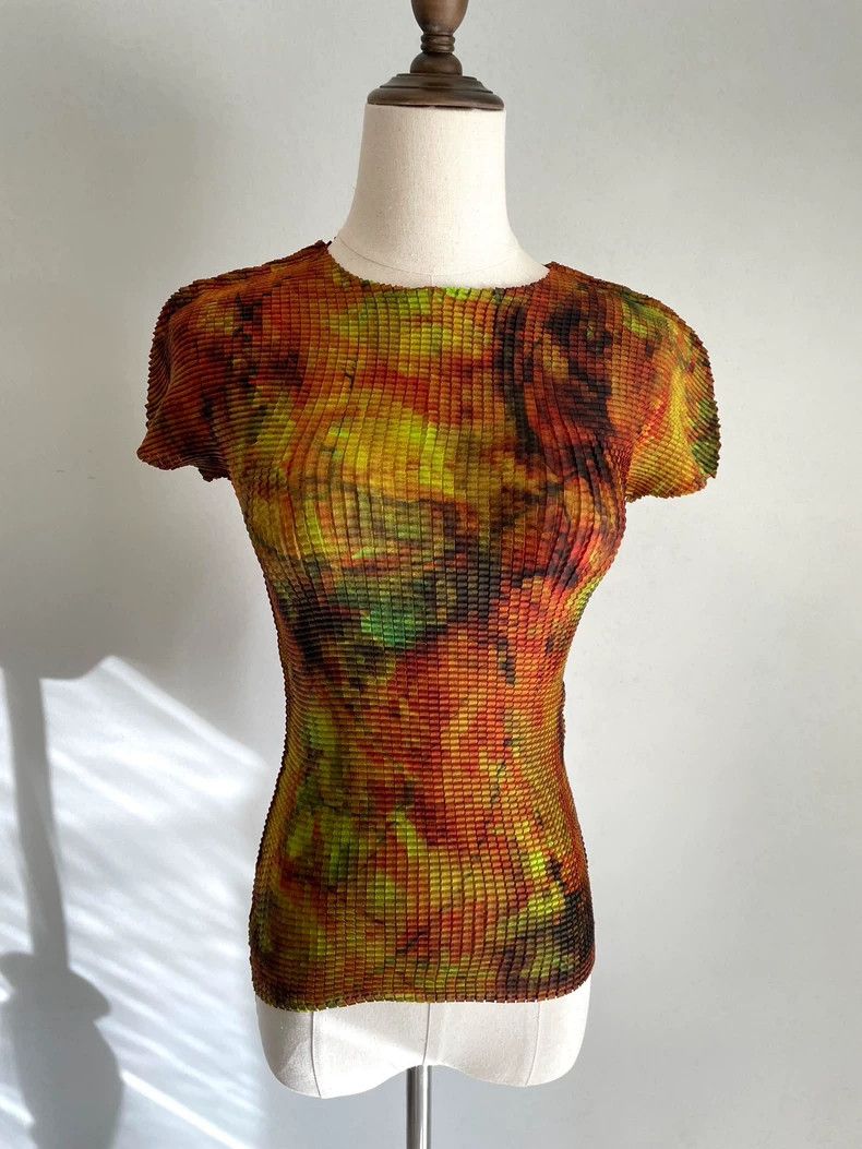 Issey Miyake Issey Miyake size:2 Yellow psychedelic printed top Size XS / US 0-2 / IT 36-38 - 2 Thumbnail