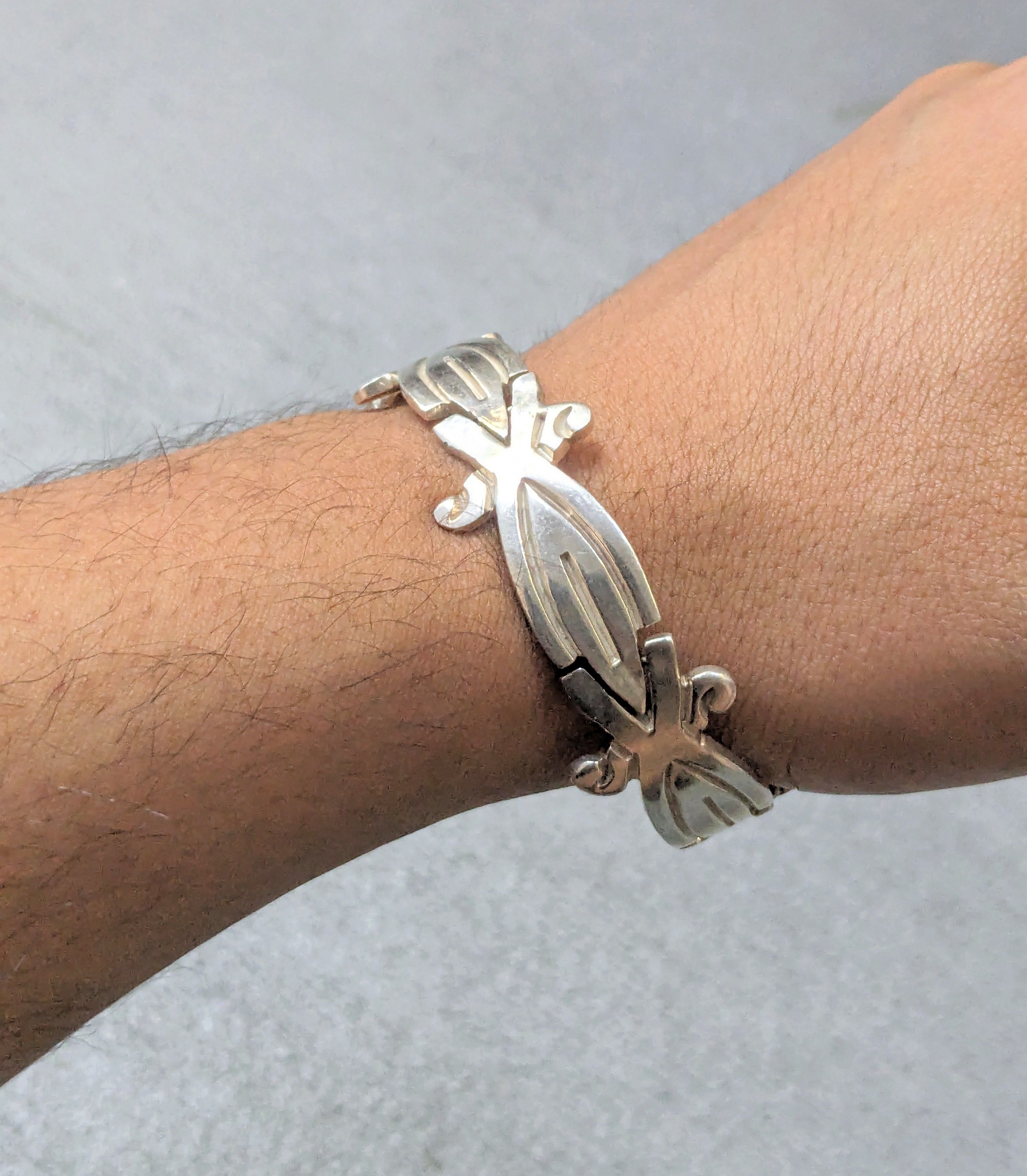 Jewelry Vintage Sterling Silver Bracelet 7.5" Chunky Thick Taxco Size ONE SIZE - 17 Thumbnail