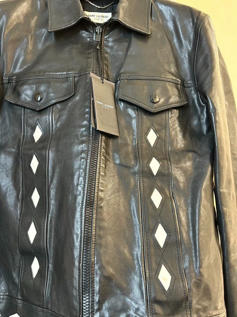 Saint Laurent Paris Saint Laurent Black Diamond Leather Jacket-2505 Size US M / EU 48-50 / 2 - 4 Thumbnail
