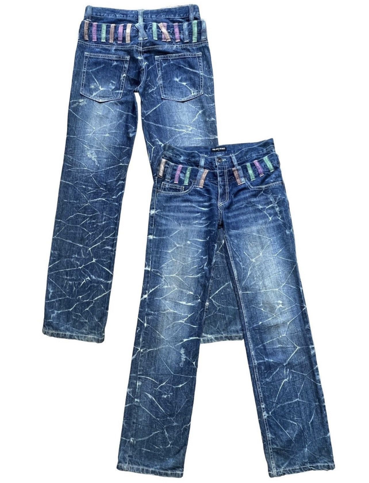 Japanese Brand Nylaus Double Waist Charcoal Distressed Denim Jeans 33x33 Size US 33 - 1 Thumbnail