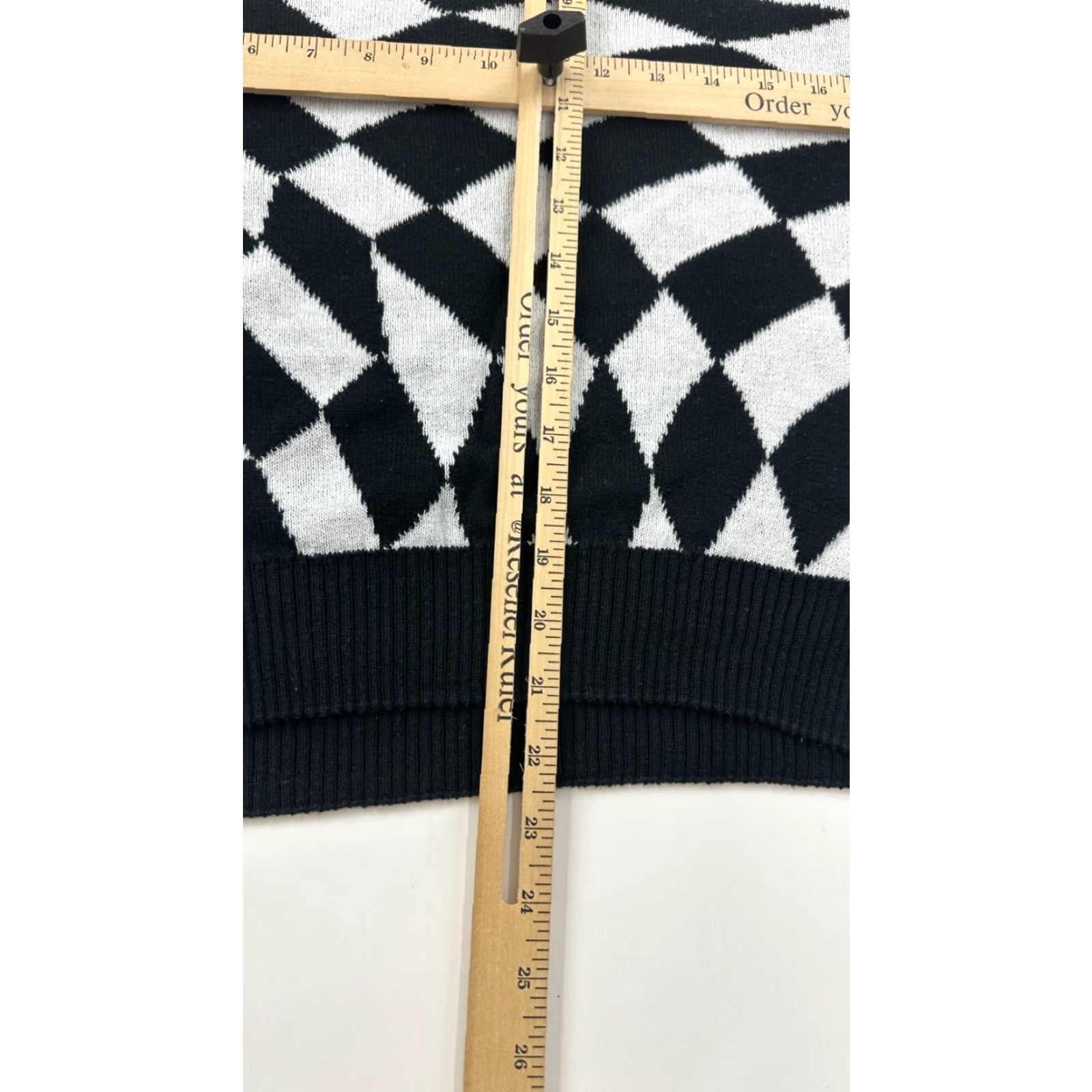 Disney Disney Mickey Mouse Graphic Print Sweater Womens Small Black White Checkered Crewneck Pullover Casual Fall Winter Size S / US 4 / IT 40 - 6 Thumbnail