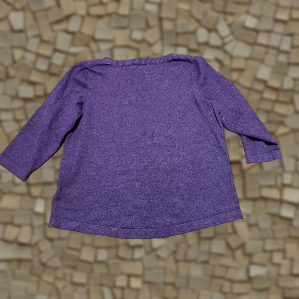 Croft & Barrow Croft & Barrow Sweater Women's Size Large Purple Velvet 3/4 Sleeve Pullover Size L / US 10 / IT 46 - 1 Thumbnail