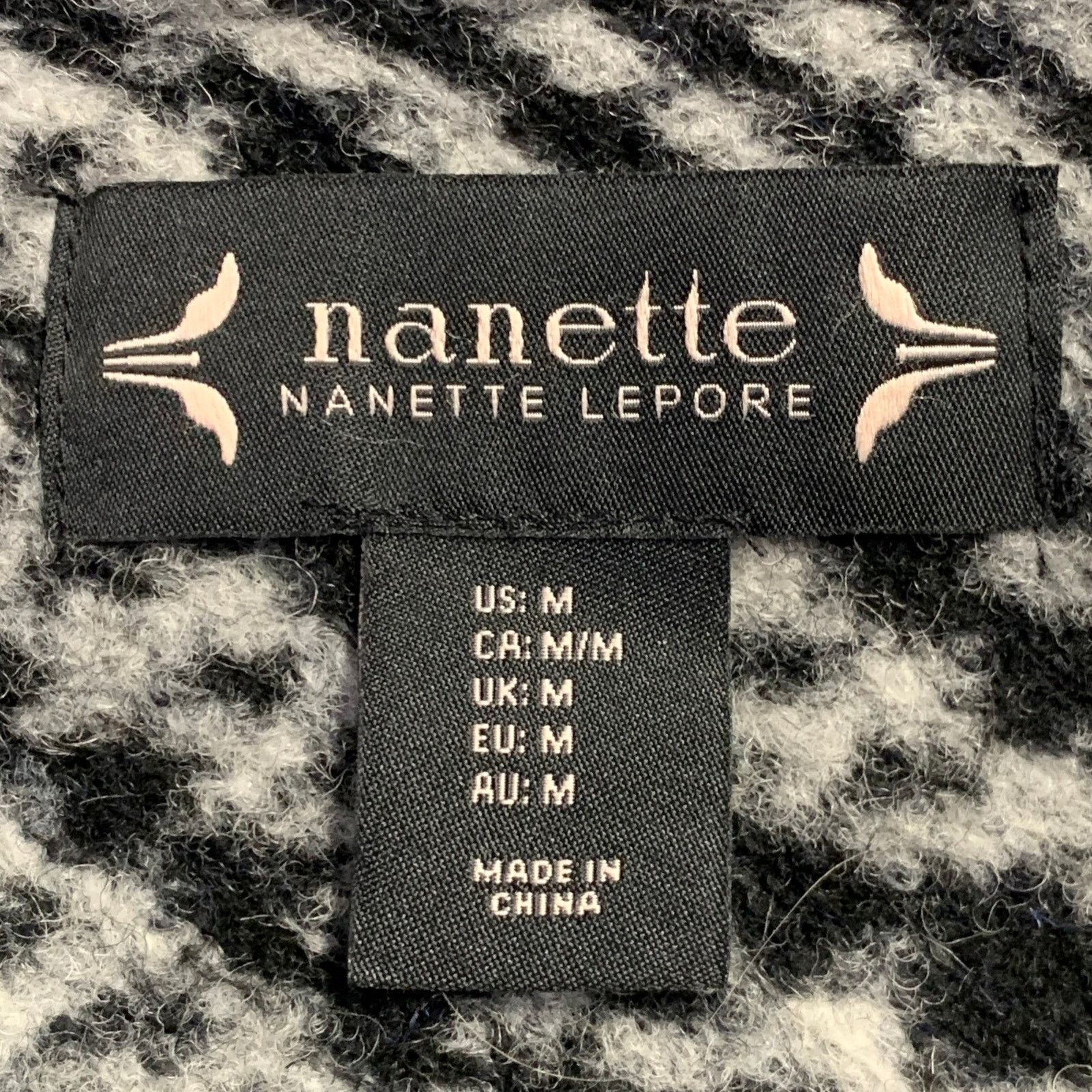 Nanette Lepore Size M Grey Black Wool Blend Houndstooth Collarless Coat Size M / US 6-8 / IT 42-44 - 8 Thumbnail