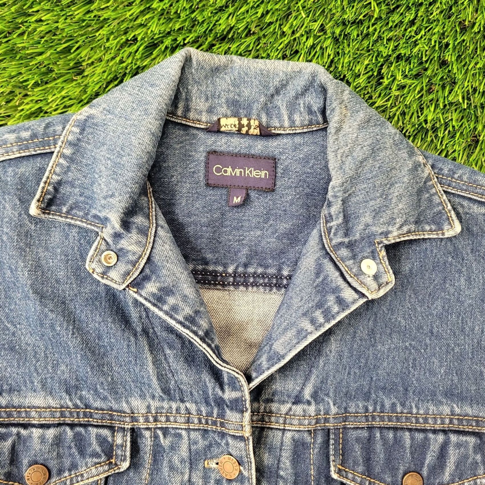 Calvin Klein VINTAGE Calvin-Klein Denim Jacket Womens Medium 20x24 Blue Denim Jacket 90s Casual Womens Medium Blue 90s Calvin Klein Jacket Size 4XL / US 24-26 - 3 Thumbnail