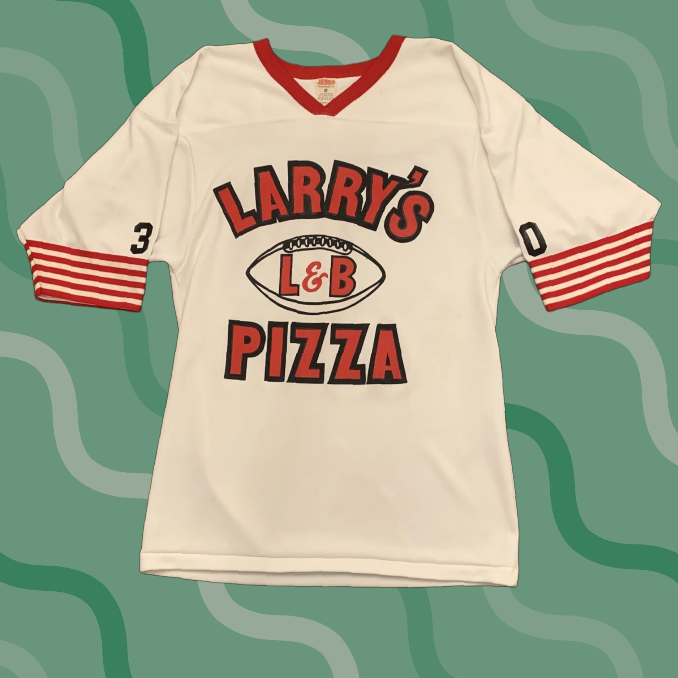 Vintage VINTAGE Larry's Pizza Football Jersey Mifflinburg PA Men Size M White Jersey football history 1990s Mens Size US M / EU 48-50 / 2 - 1 Thumbnail