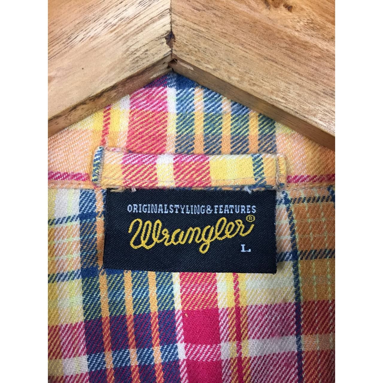 Flannel × Vintage × Wrangler Vtg Wrangler Western Snap Button Plaid Flannel Shirt Size US L / EU 52-54 / 3 - 9 Thumbnail