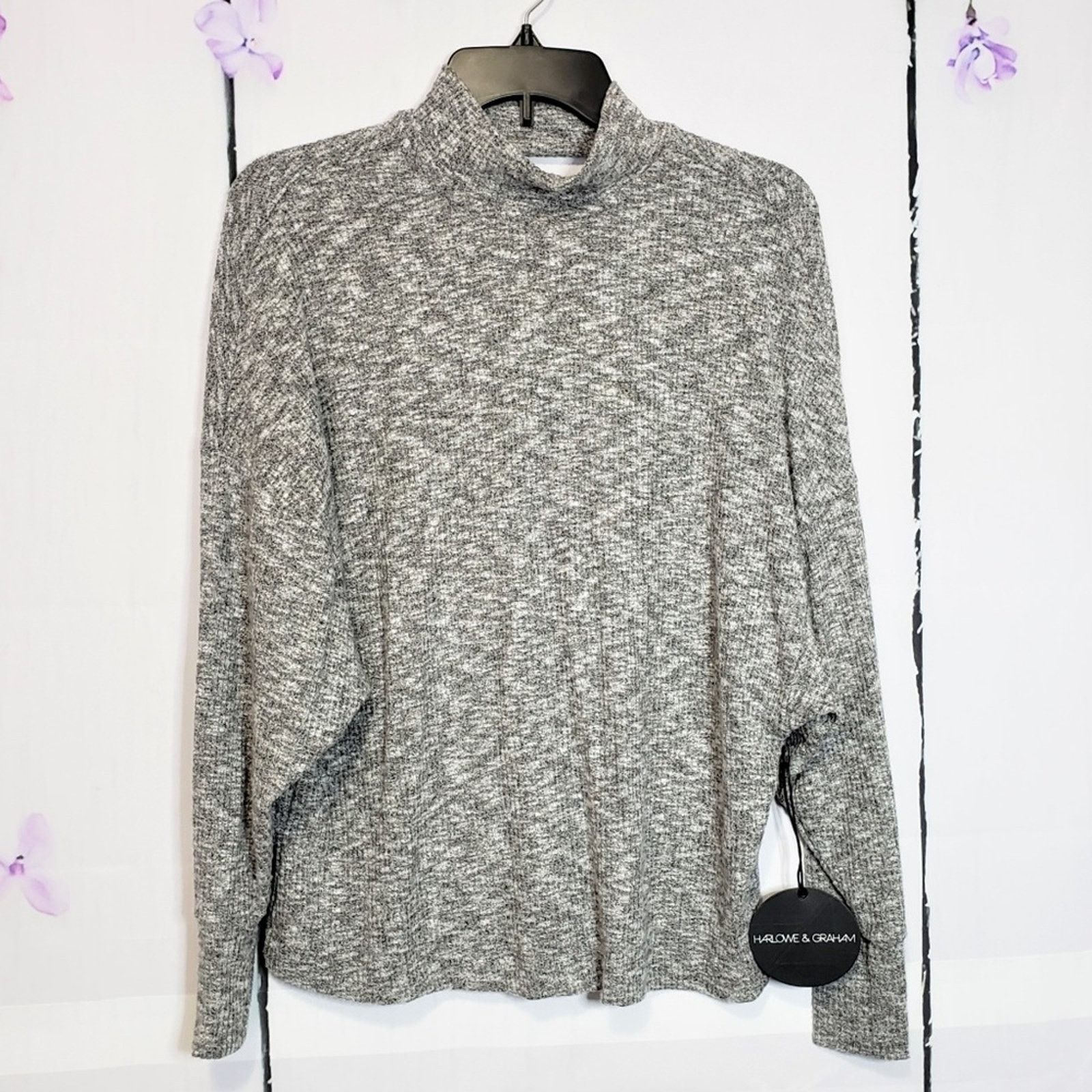 Designer Harlowe & Graham Grey Mock Open Back Knit Sweater XS Size XS / US 0-2 / IT 36-38 - 1 Thumbnail