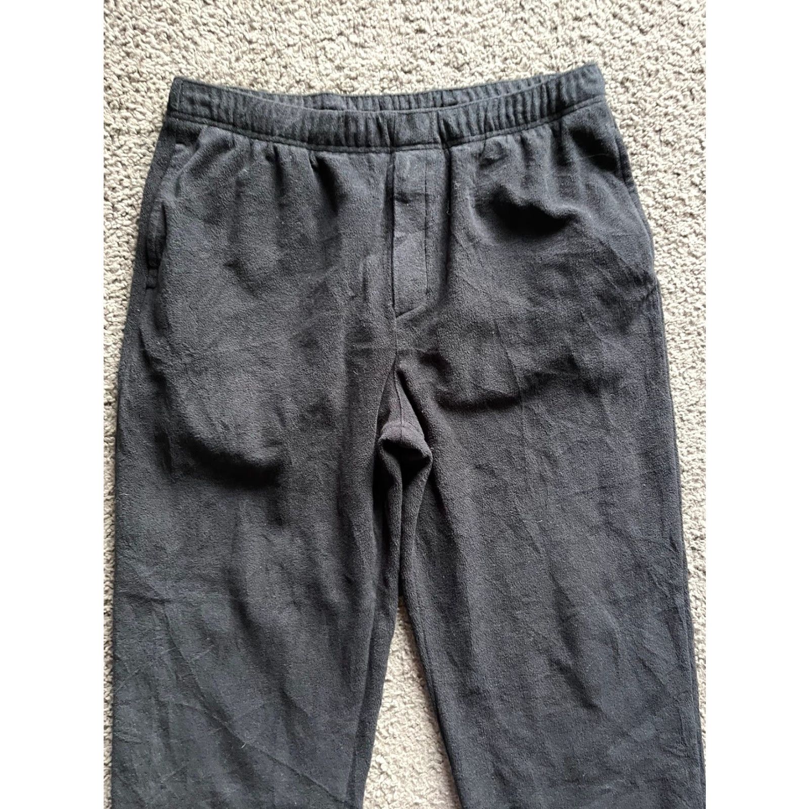 Vintage Cabela's Sweatpants Mens Large Warmup Elastic Waist Casual Track Drawstring Pants Black Cotton Blend Fleece Pockets Wind Resistant Inseam 28in Size US 33 - 2 Thumbnail