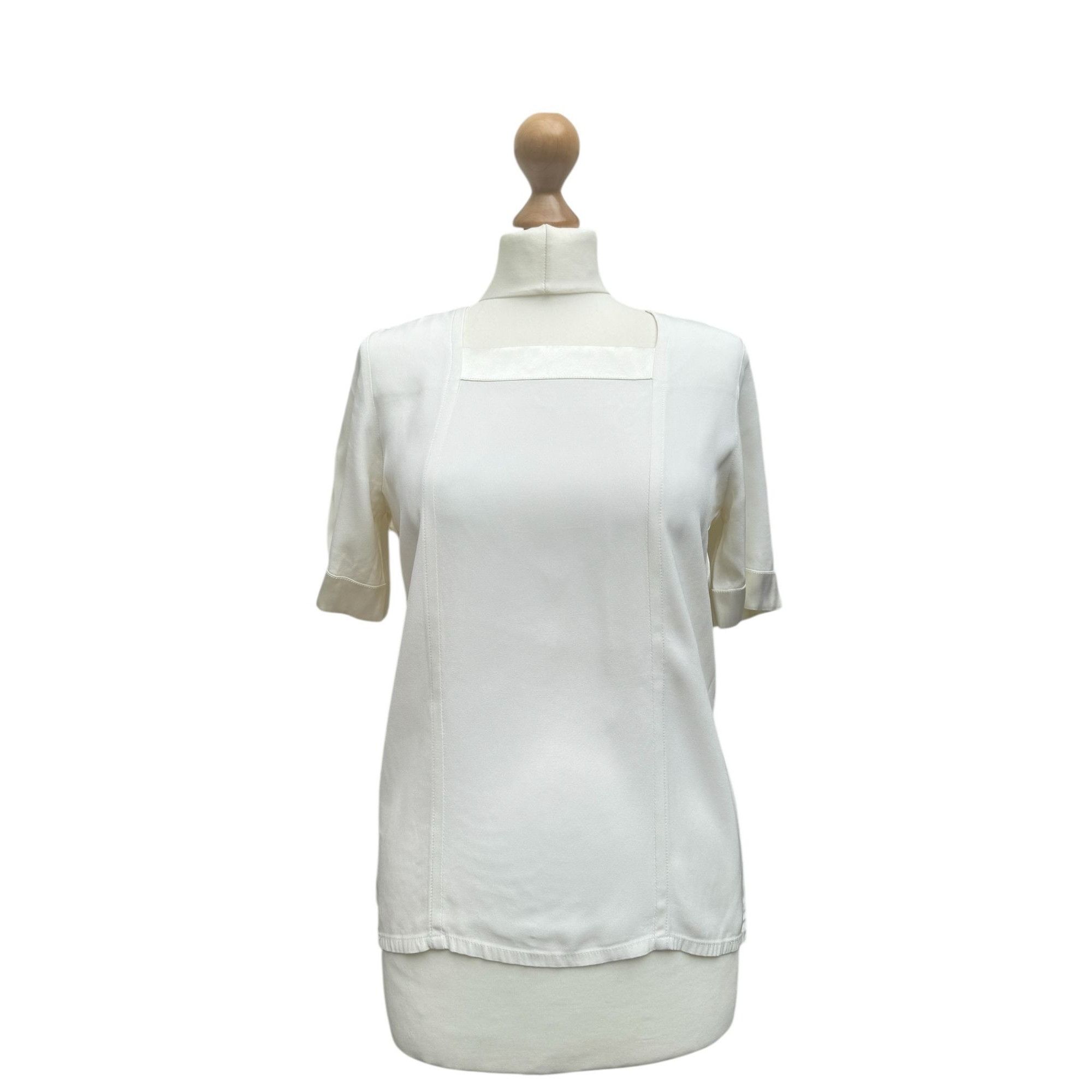 Yves Saint Laurent 1990s Ivory Silk Square-Neck Blouse Size XS / US 0-2 / IT 36-38 - 1 Thumbnail